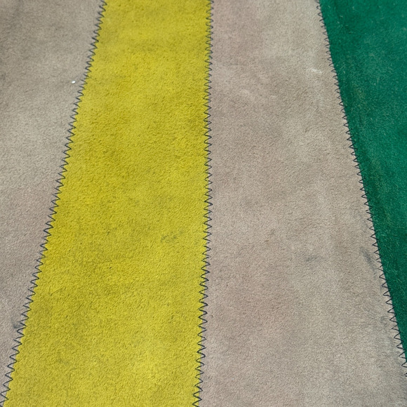 Vintage Suede Skirt Hippy Mod Scooter GoGo Leather 70s Micro Mini Patchwork XS 0 - Picture 6 of 11